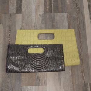 Giannini and Charming Charlie Faux Leather Bags, Black and Light Green